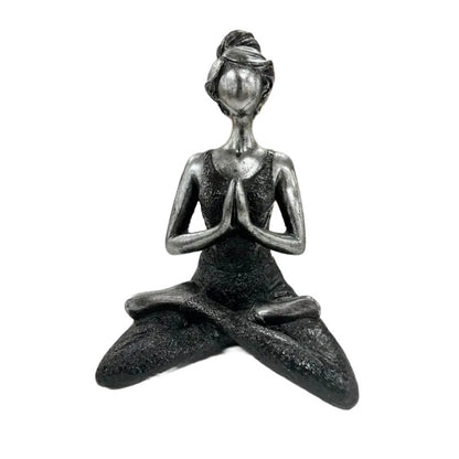 Handcrafted Yoga Lady Ornament - Black Resin 23cm