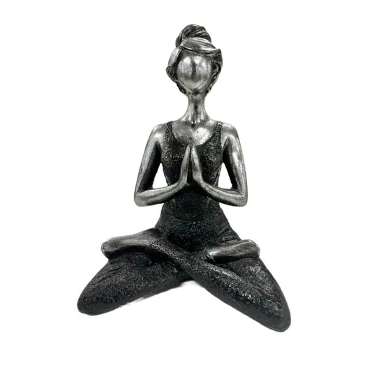 Handcrafted Yoga Lady Ornament - Black Resin 23cm