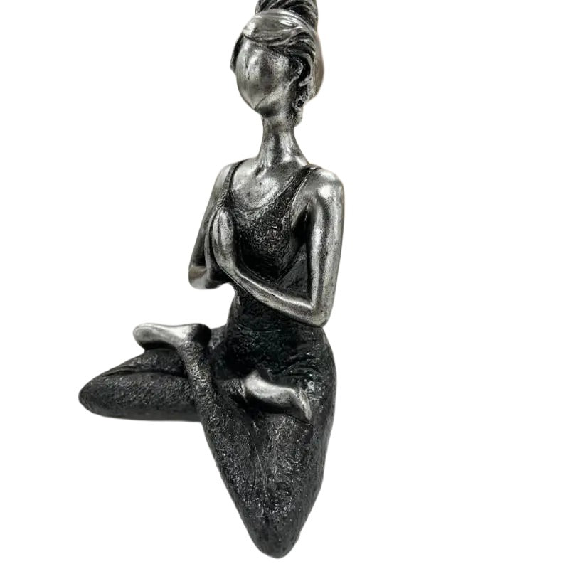 Handcrafted Yoga Lady Ornament - Black Resin 23cm