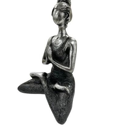 Handcrafted Yoga Lady Ornament - Black Resin 23cm