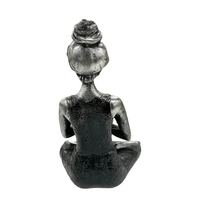 Handcrafted Yoga Lady Ornament - Black Resin 23cm