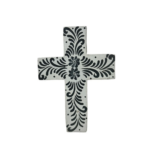 Handcrafted Monochrome Cross Wall Art 20cm