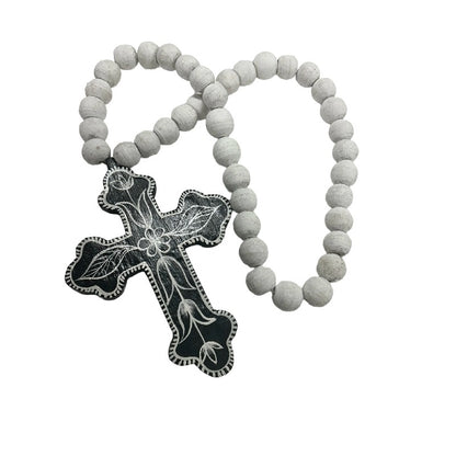 Handcrafted Cross With Beaded Necklace 65cm