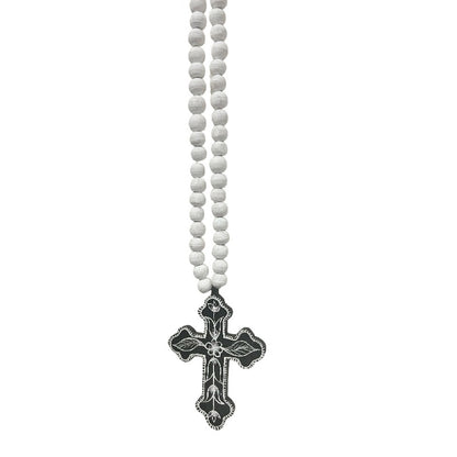 Handcrafted Cross With Beaded Necklace 65cm