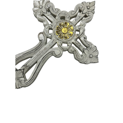 Handcrafted Cross Wall Art with Gold Centre - 21cm
