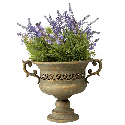 Aged French-Style Urn w/ Handles, Rusty Green-Gold, 32x24cm