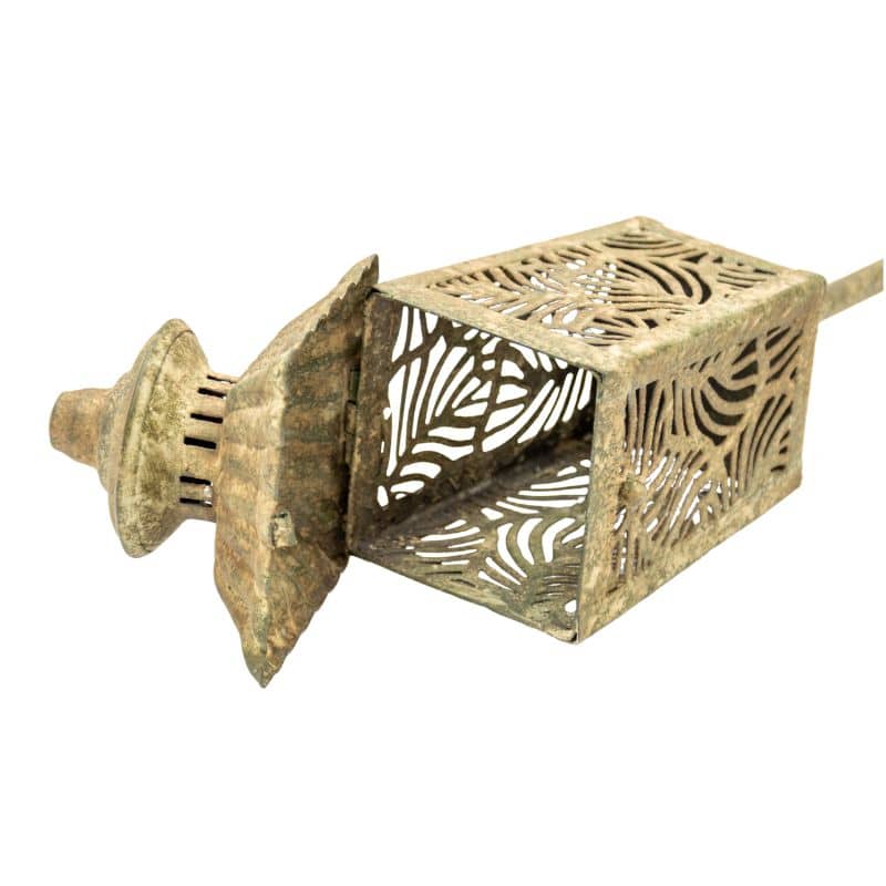 Vintage Garden Lantern Candleholder Stake 120cm Aged Rust