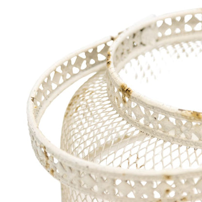 Premium French Provincial Footed Bowl with Fleur-De-Lis - Distressed White 24cm