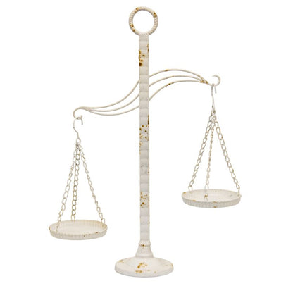 French Provincial Candleholder 58cm Distressed White Metal