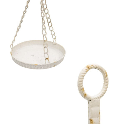 French Provincial Candleholder 58cm Distressed White Metal