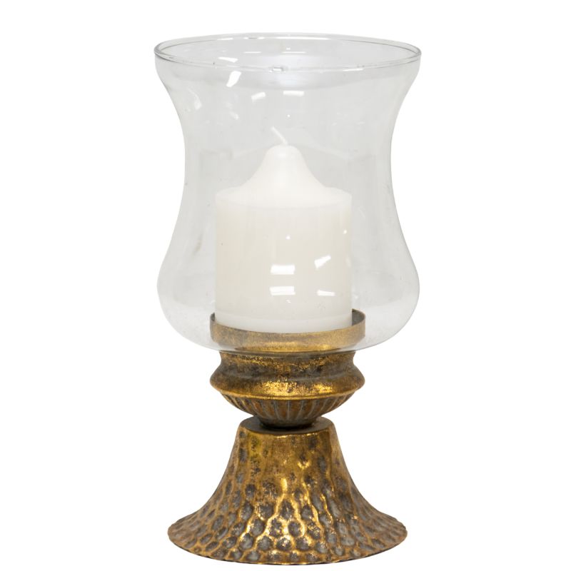 Lustre Footed Pressed - Metal Candleholder 25cm