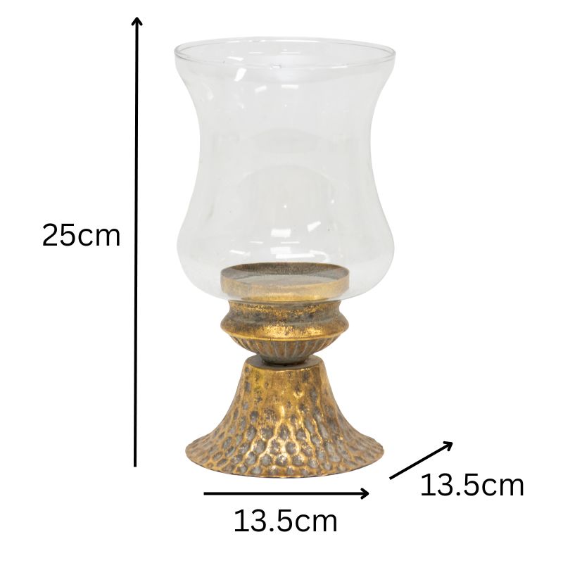 Lustre Footed Pressed - Metal Candleholder 25cm