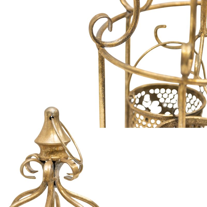 Lustre 'Cage' w 3 Pillar Candleholders 45cm