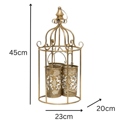 Lustre 'Cage' w 3 Pillar Candleholders 45cm