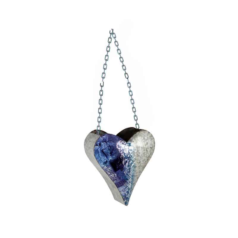Natures Art' W Blue Heart Hanging Planter 24cm
