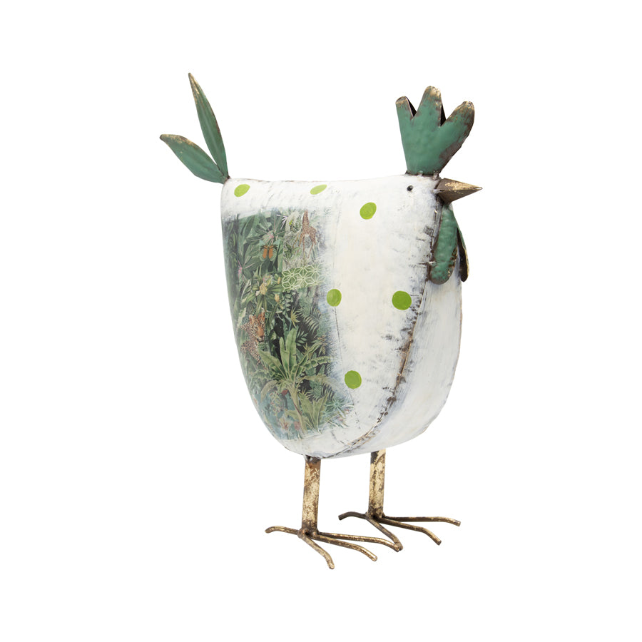 Metal Chook Ornament with Polka Dots - 41cm