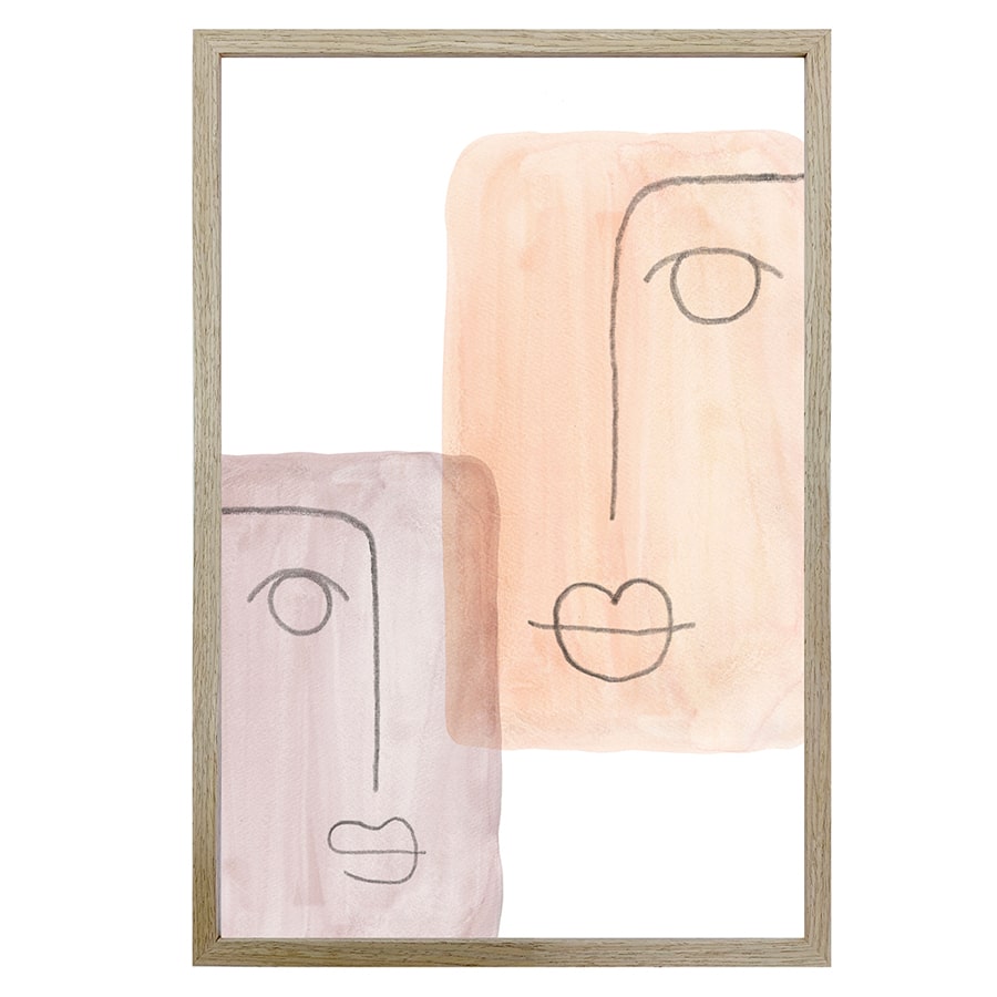Mixed Emotions Wall Print w Oak finish frame & glass 90cm