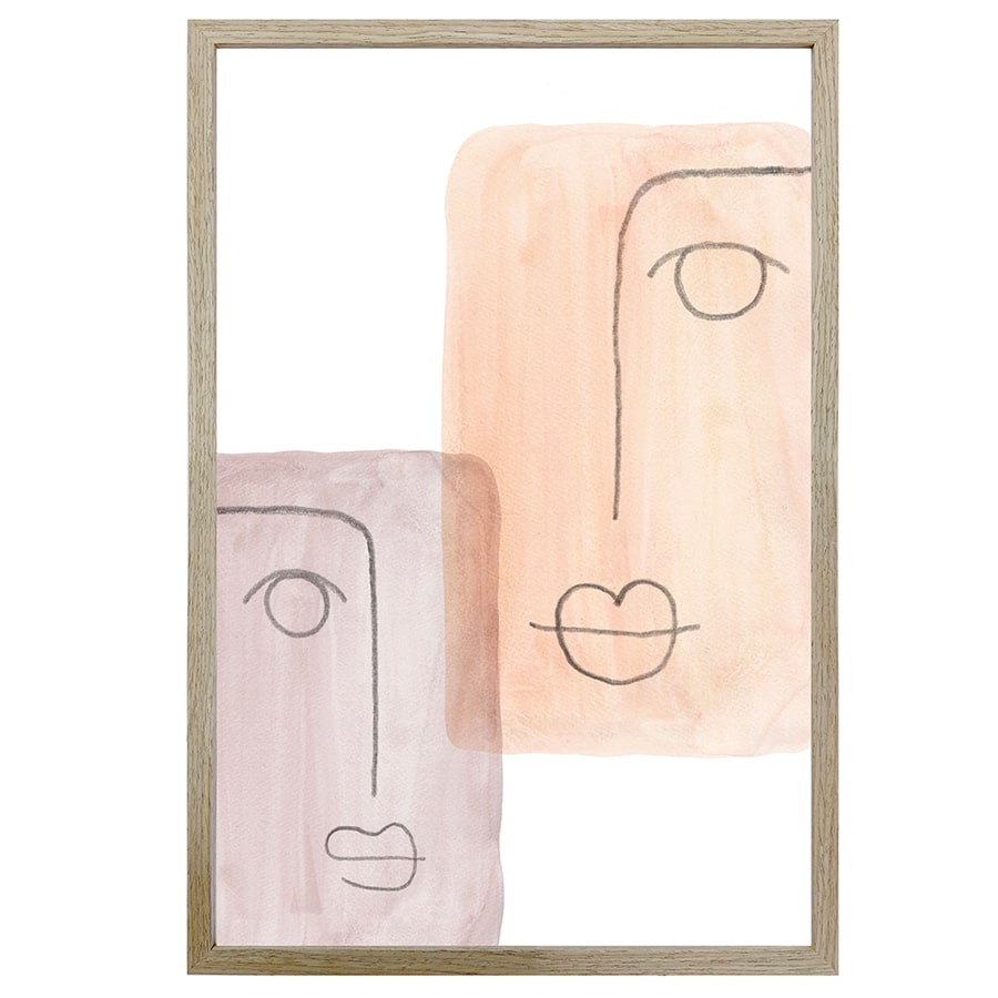 Mixed Emotions Wall Print w Oak finish frame & glass 60cm