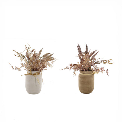 Set 2 Mixed Dried Flowers in Ceramic Jar 28cm