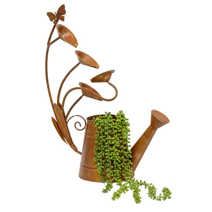 Rust Decorative Watering Can with Lilypads - 57cm Iron