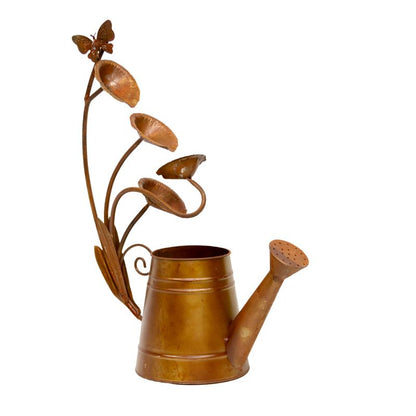 Rust Decorative Watering Can with Lilypads - 57cm Iron