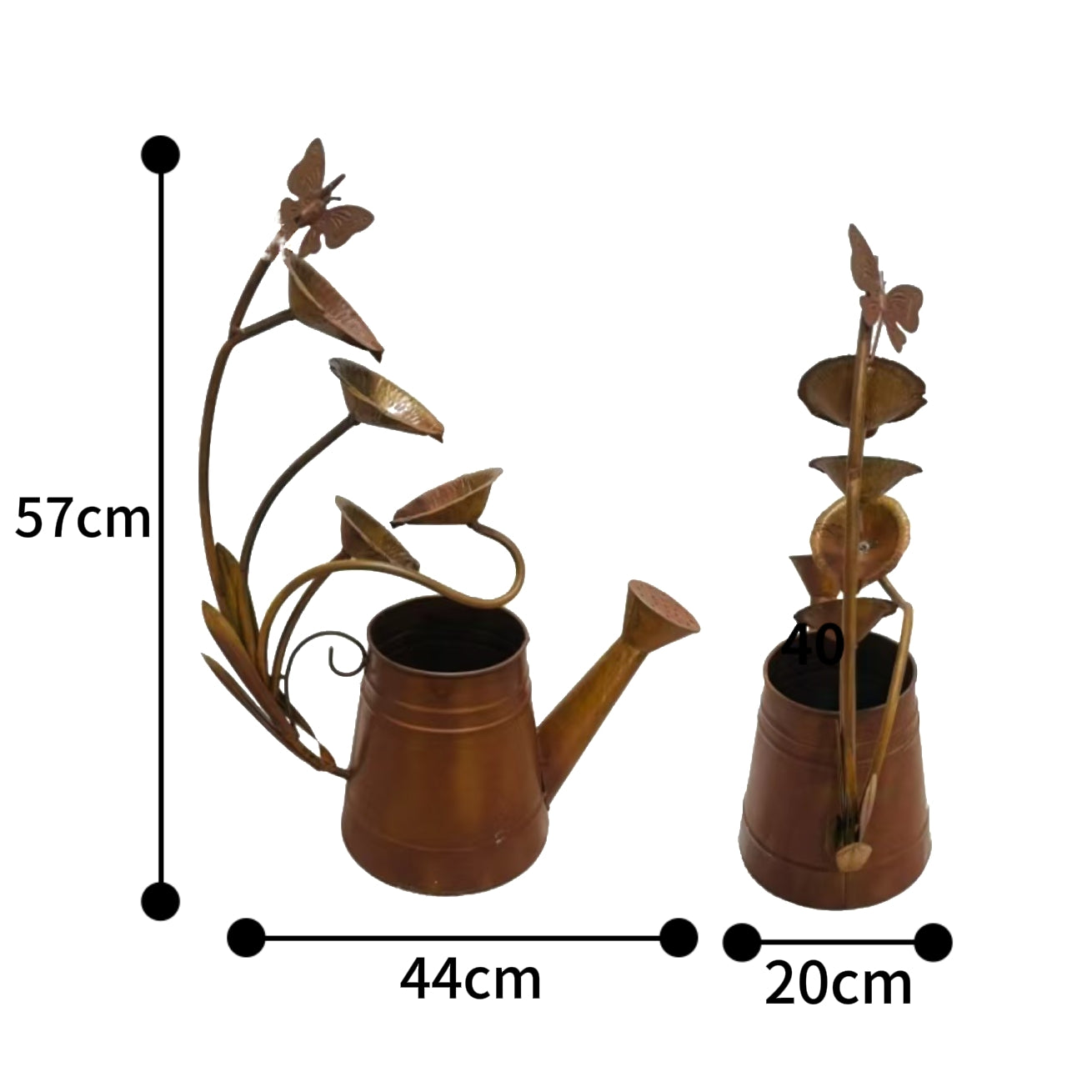 Rust Decorative Watering Can with Lilypads - 57cm Iron