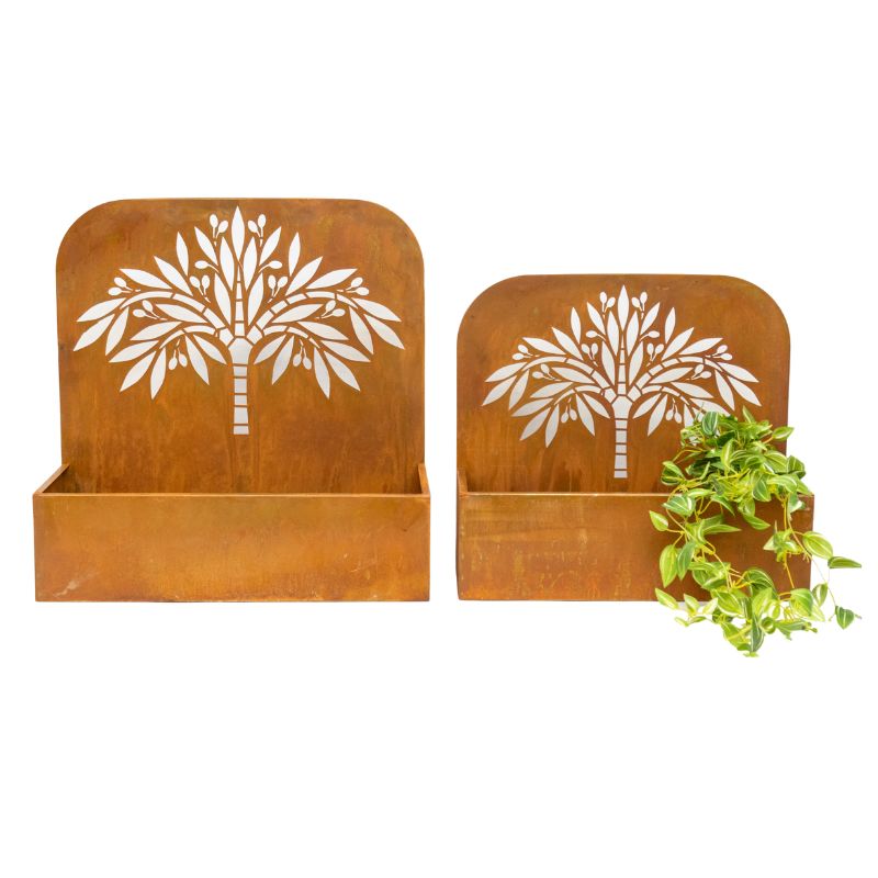 Rustic Nested 'Tree' Planters Set - 50cm & 45cm Iron