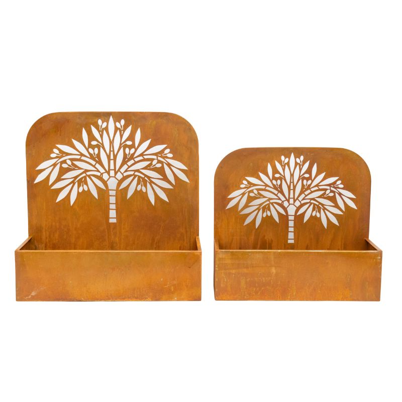 Rustic Nested 'Tree' Planters Set - 50cm & 45cm Iron