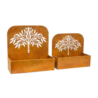 Rustic Nested 'Tree' Planters Set - 50cm & 45cm Iron