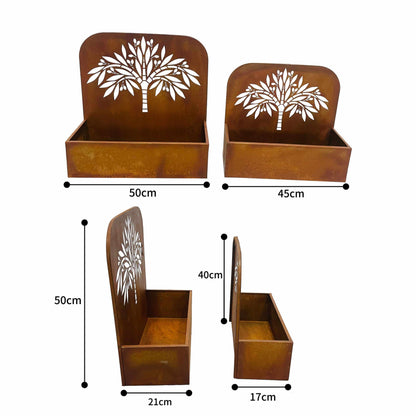 Rustic Nested 'Tree' Planters Set - 50cm & 45cm Iron