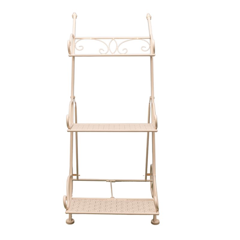 Bordeaux 3 Tier Cart Trolley Plant Stand - 78cm Cream Iron