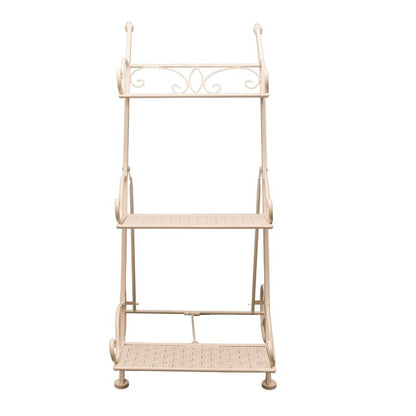 Bordeaux 3 Tier Cart Trolley Plant Stand - 78cm Cream Iron