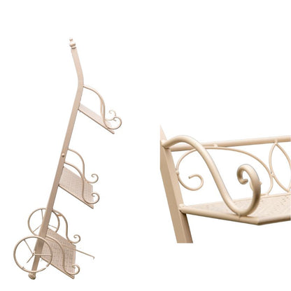 Bordeaux 3 Tier Cart Trolley Plant Stand - 78cm Cream Iron