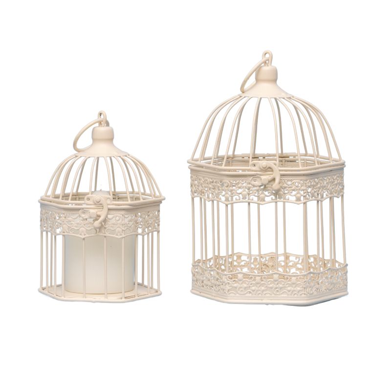 Set 2 Bordeaux Decorative Birdcages / Plant Holders 25cm, 20cm
