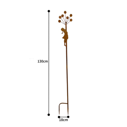Rust Girl Garden Stake 125cm Iron Ornament for Home & Garden