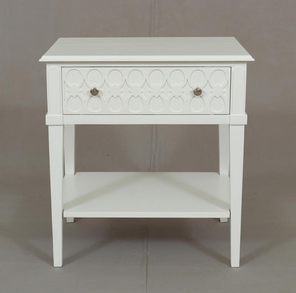 Kioloa Industrial Bedside Table 1 Drawer 70cm White