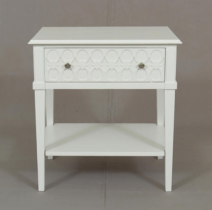 Kioloa Industrial Bedside Table 1 Drawer 70cm White