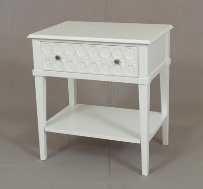 Kioloa Industrial Bedside Table 1 Drawer 70cm White
