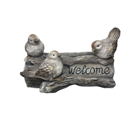 Welcome W 3 Birds Planter W  Hole & Plug 38x23cm