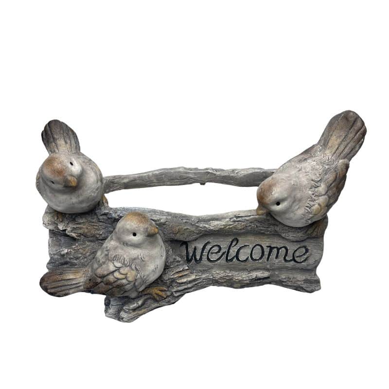 Welcome W 3 Birds Planter W  Hole & Plug 38x23cm