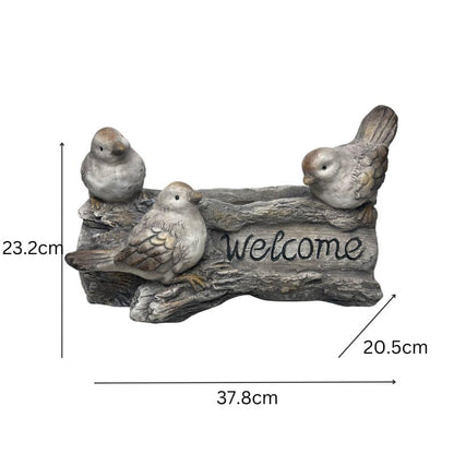 Welcome W 3 Birds Planter W  Hole & Plug 38x23cm