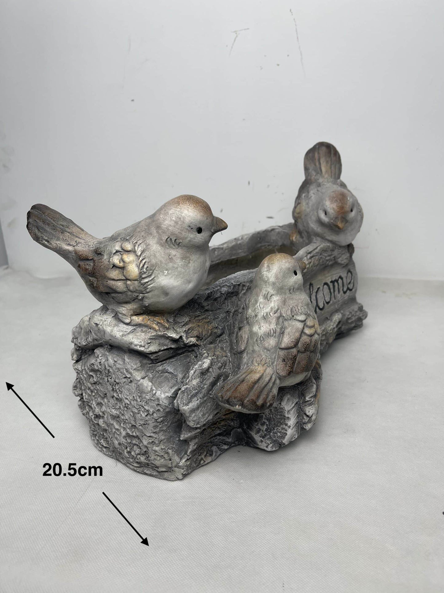 Welcome W 3 Birds Planter W  Hole & Plug 38x23cm