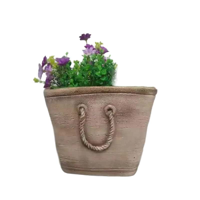 Terracotta Pink Handbag Planter with Hole & Plug - 26cm