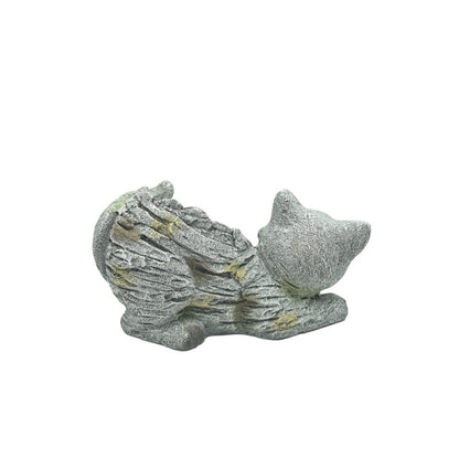 Winking Cat Planter with Hole + Plug, 35.5x19x19cm, Grey Stone, 1.3kg