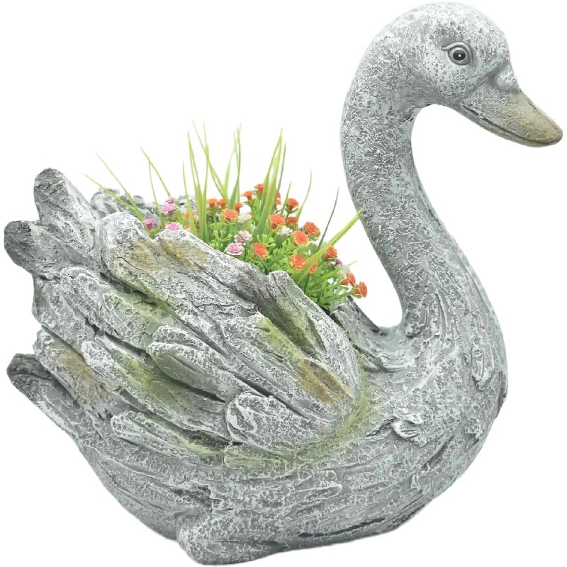 Elegant Swan Planter w Hole + Plug 34cm
