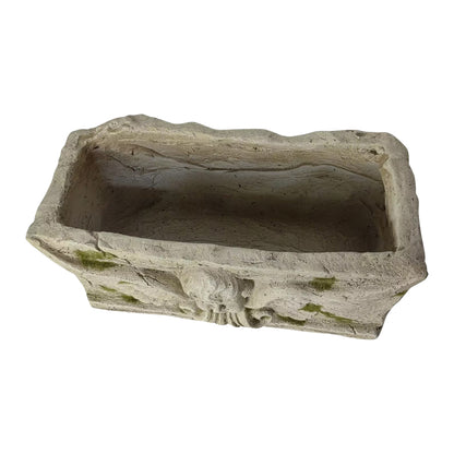 Aged Rectangular Planter w Angel 37cm