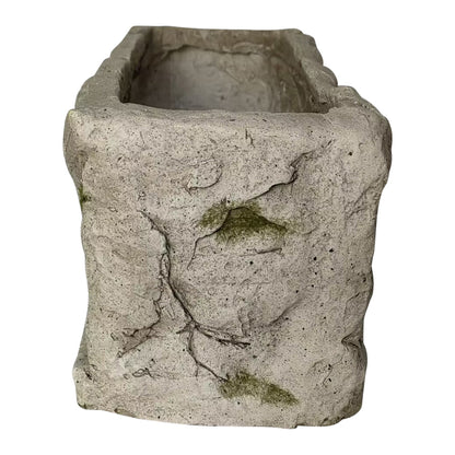 Aged Rectangular Planter w Angel 37cm