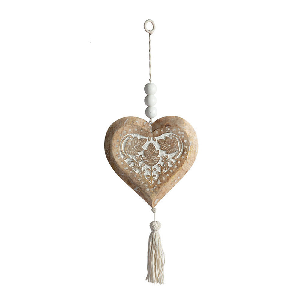 Mango Wood Heart with Beads & Tassel 73cm