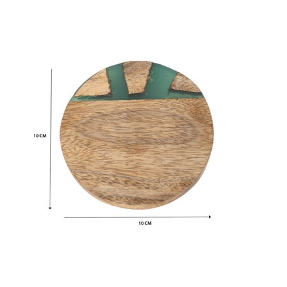 Handcrafted Coastal Finish 4pc Coaster Set w Tie 10cm