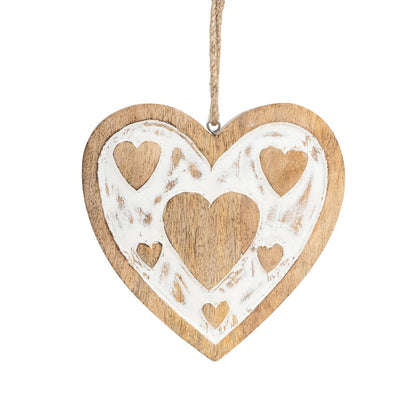 Set 2 Handcrafted Hanging Hearts 18cm, 13cm